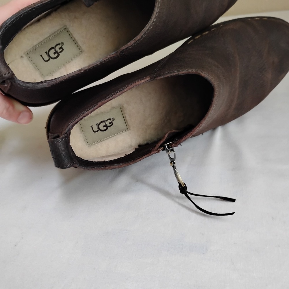 UGG Dark Brown Leather Booties